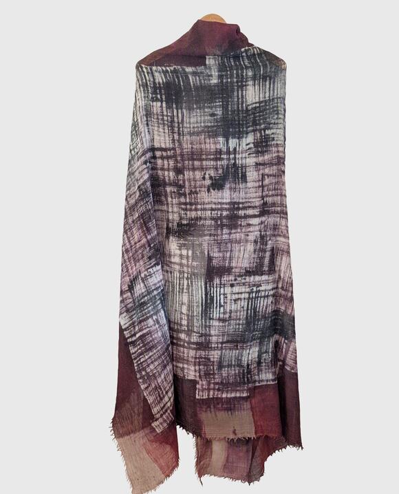 Franco Ferrari Accessories - Franco Ferrari Italy Hand Painted Wool Cashmere Oversized Wrap Shawl Scarf Rare
